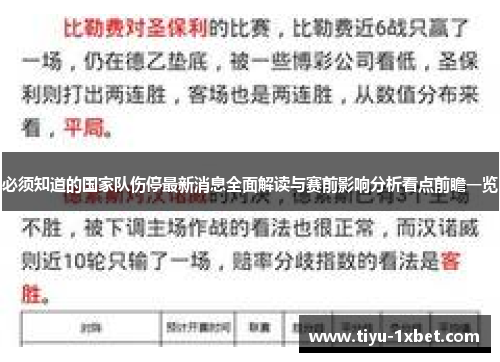 必须知道的国家队伤停最新消息全面解读与赛前影响分析看点前瞻一览 必须知道的国家队伤停最新消息全面解读与赛前影响分析看点前瞻一览